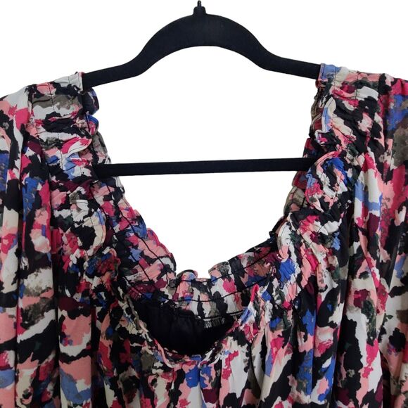 Lane Bryant Womens Plus SZ 26 28 Multicolor Top Off Shoulder Peasant Blouse - Picture 3 of 11